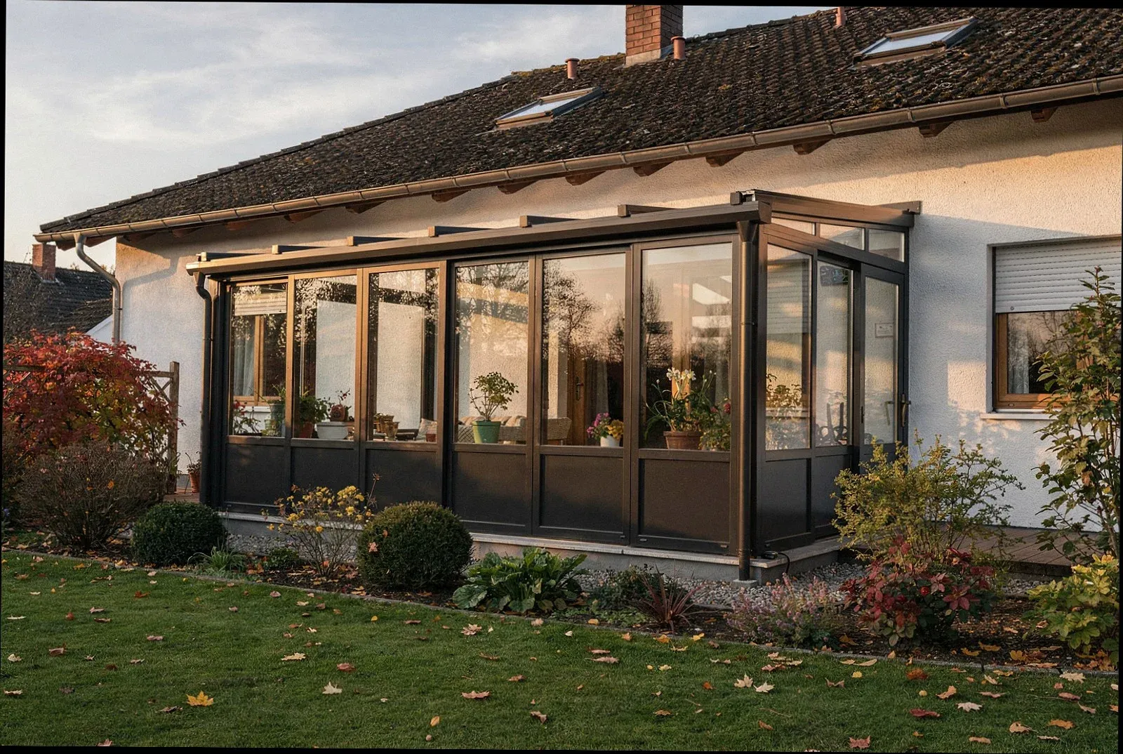 Wohnwintergarten mit raumhohen Glasflächen an einem Haus in Heilbronn